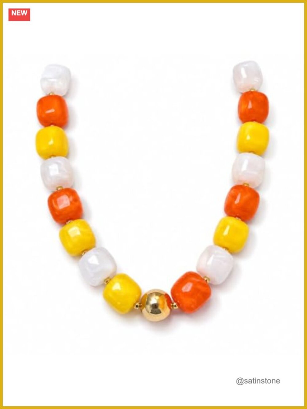 Boho Beaded Pendant Necklace Zinc Lobster Clasp Fall Layering Jewelry Gift for